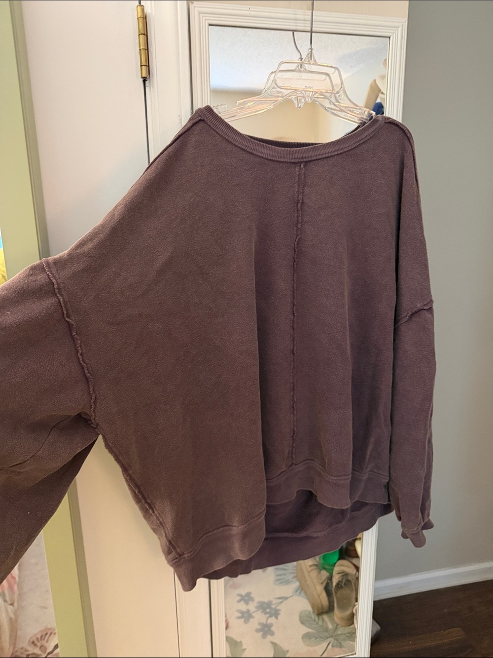 Free People Distressed Backless Pullover in Dusty Plum